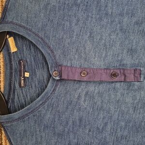LEVIS Made and Crafted Portugal Denim Indigo Blue Henley 1 / M Long Sleeve Shirt